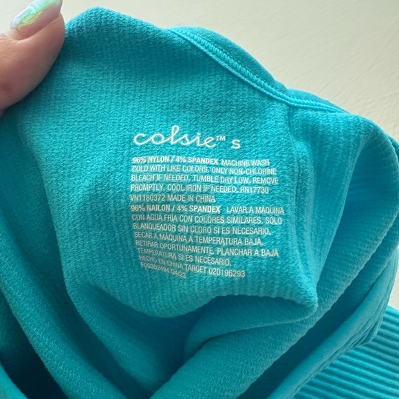 Colsie Teal Ribbed Women's Set - Picture 5 of 6